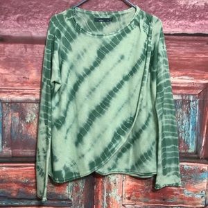 Prana tye dye terra cotta faux wrap green sweater